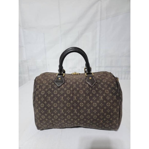SOLD***Authentic Louis Vuitton Monogram Canvas Mini Lin Speedy 30 Bag Brown - Picture 4 of 12